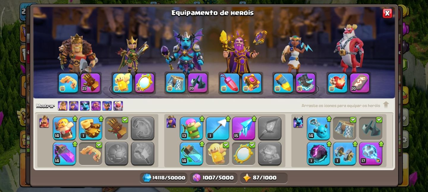 CV16 Quase Full|Defesas FULL|Skins Lendárias|Ferreiro Top|703 Gemas|XP 205