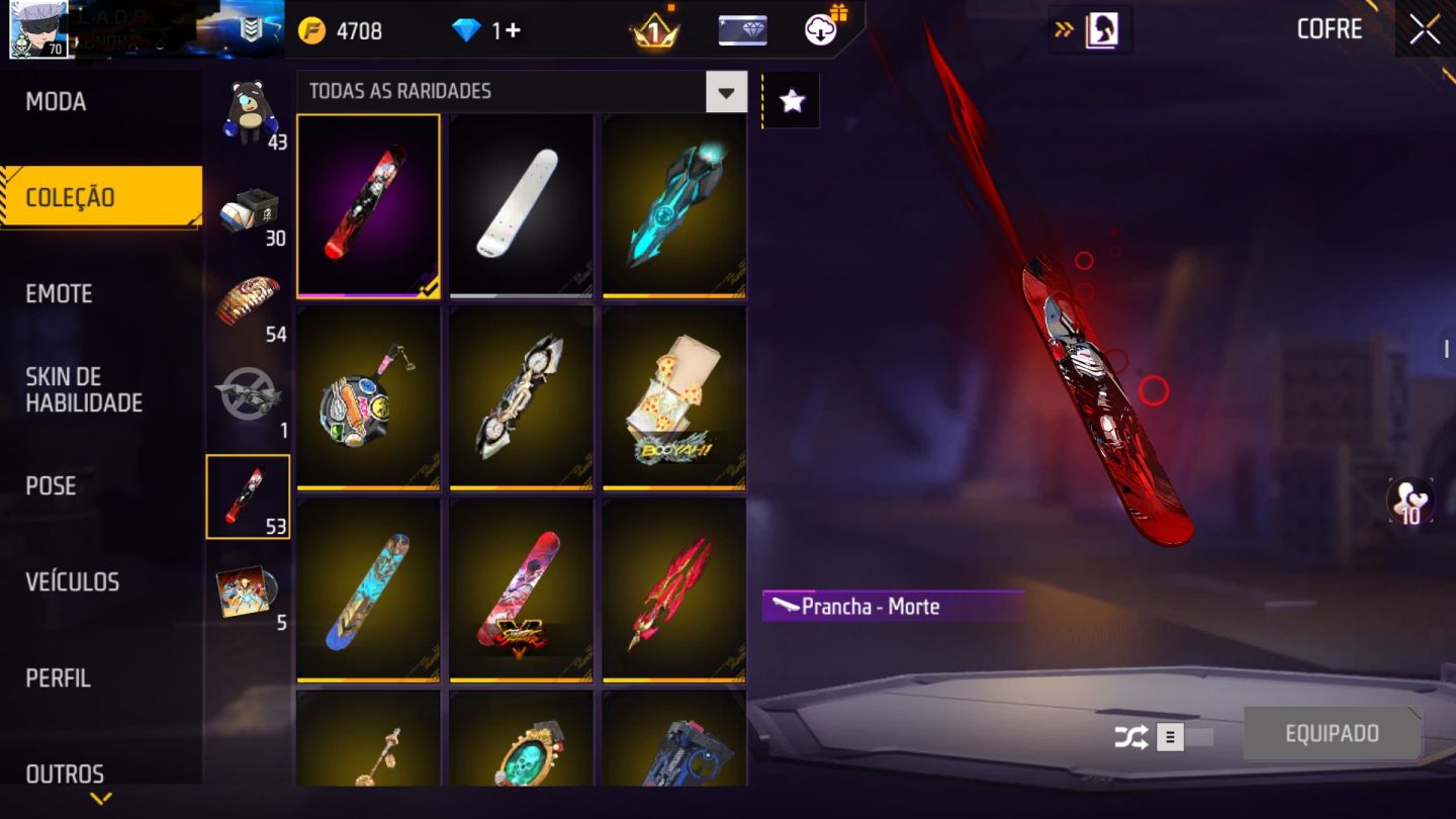 CONTA FF LVL 70 | GEMADA | MESTRES ANTIGOS | FULL GOJO | 8 PASSES | +500 SKINS
