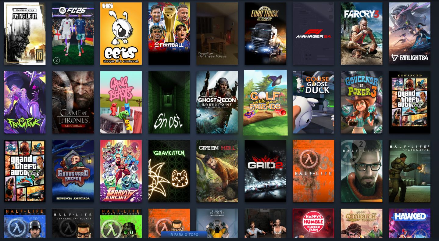 Steam Completa | Biblioteca avaliada em R$ 769