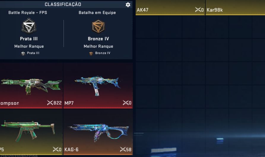 Conta com armas eternas e outros itens, só no ponto de joga