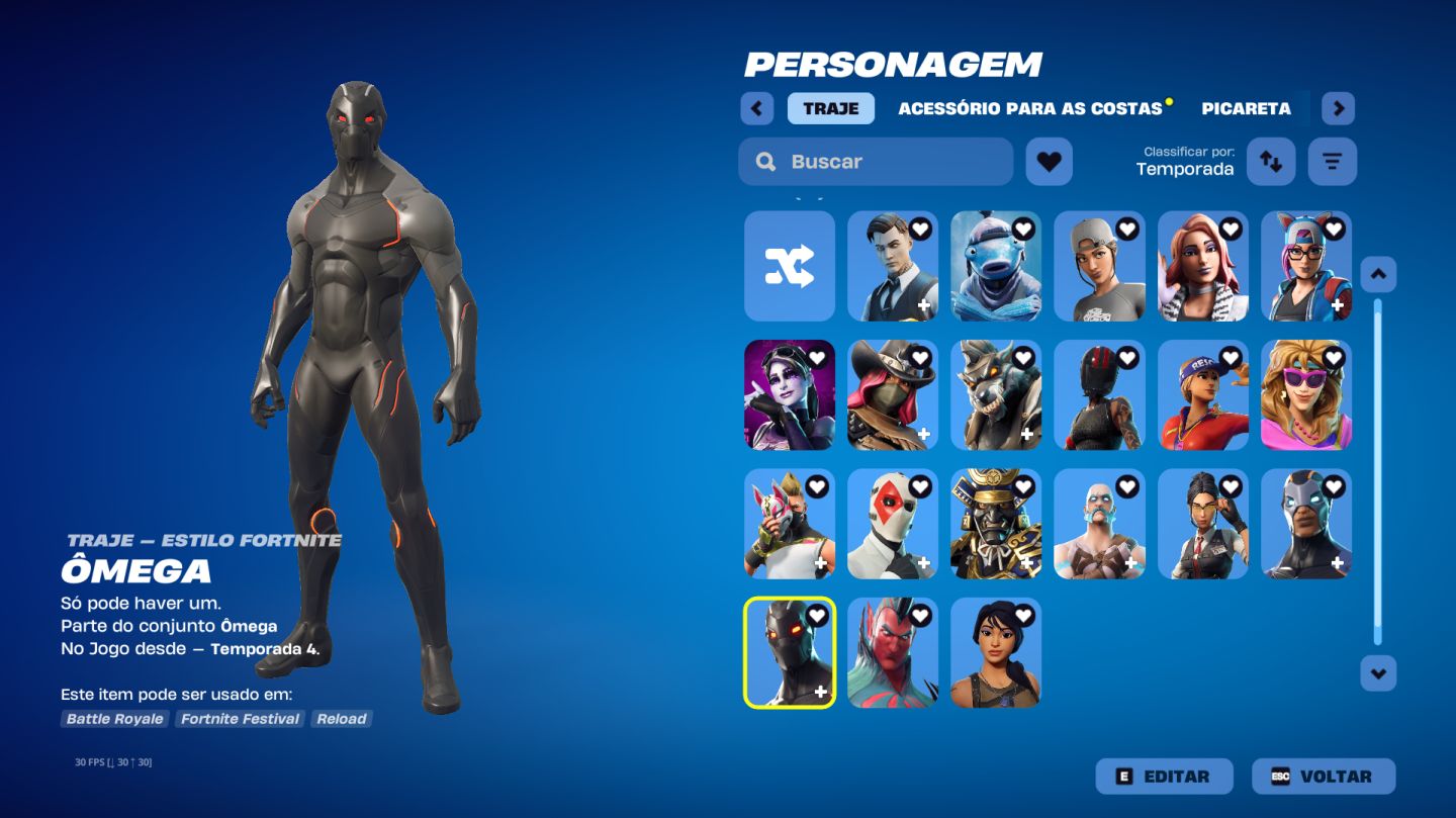 CONTA FORTNITE RARA OMEGA +70 SKINS + 51 PICARETAS | CONTA COM SKINS ANTIGAS