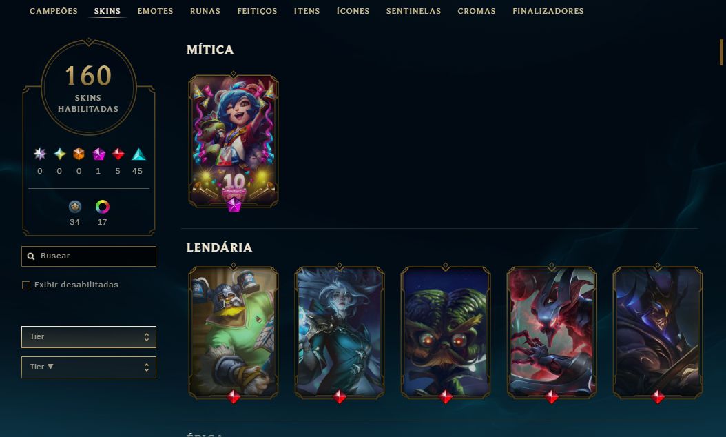 CONTA LOL | 160 SKINS | SEASON 2013