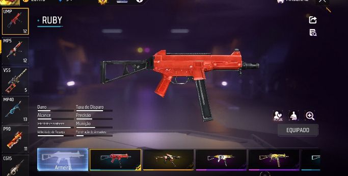 CONTA FREE FIRE LEVEL 81 PRIME 7 SOMBRA ROXA , UMP RUBI ,BANDEIRAO