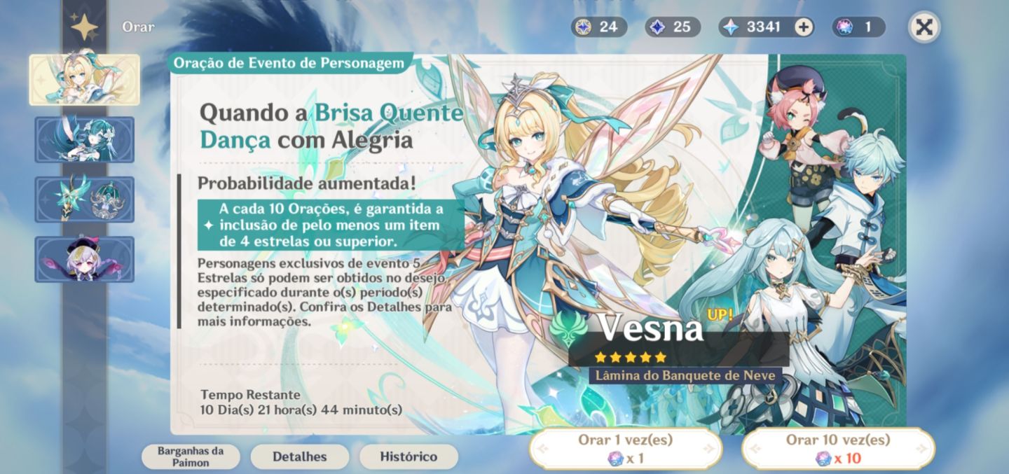 (Negocio) Conta genshin no garantido + 19 personagens + algumas armas 5 estrelas