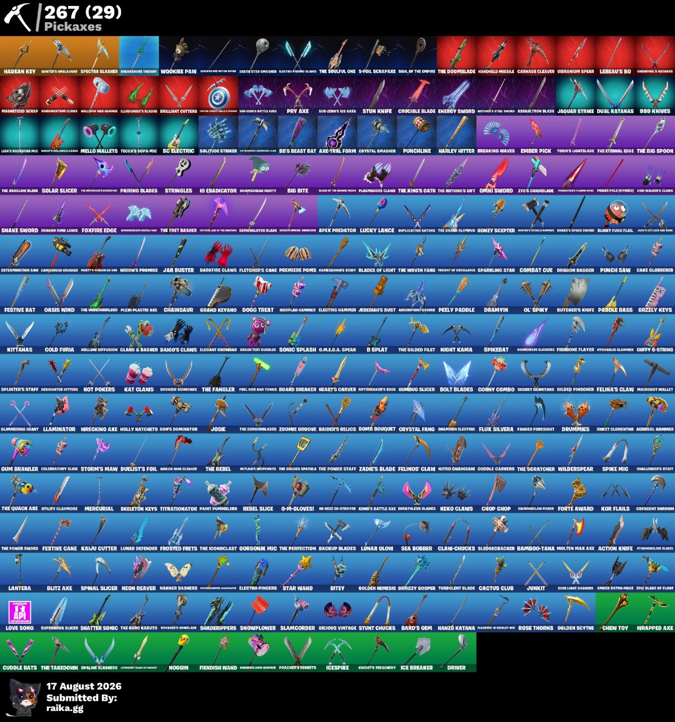 CONTA FORTNITE 208 SKINS + 267 PICARETAS MUITO CONTEÚDO RARO