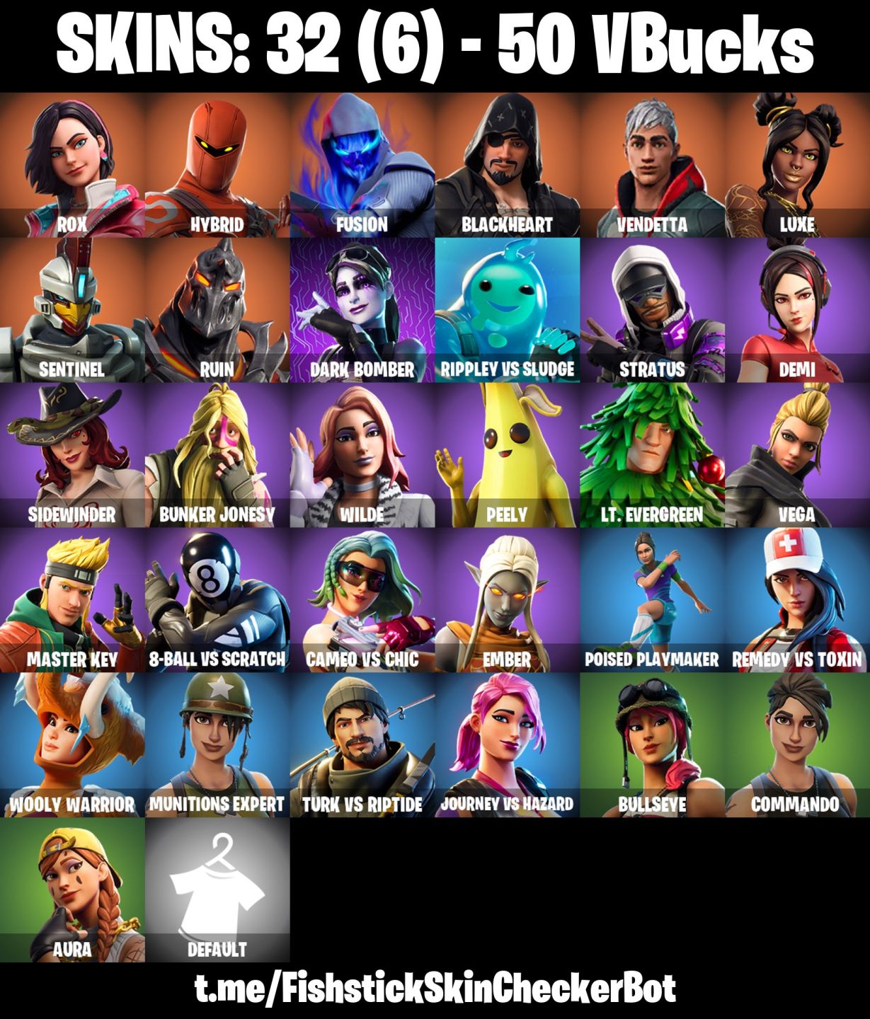 Conta Fortnite com Rox | Hybrid | Fusion | Blackheart | Vendetta e 32 Skins