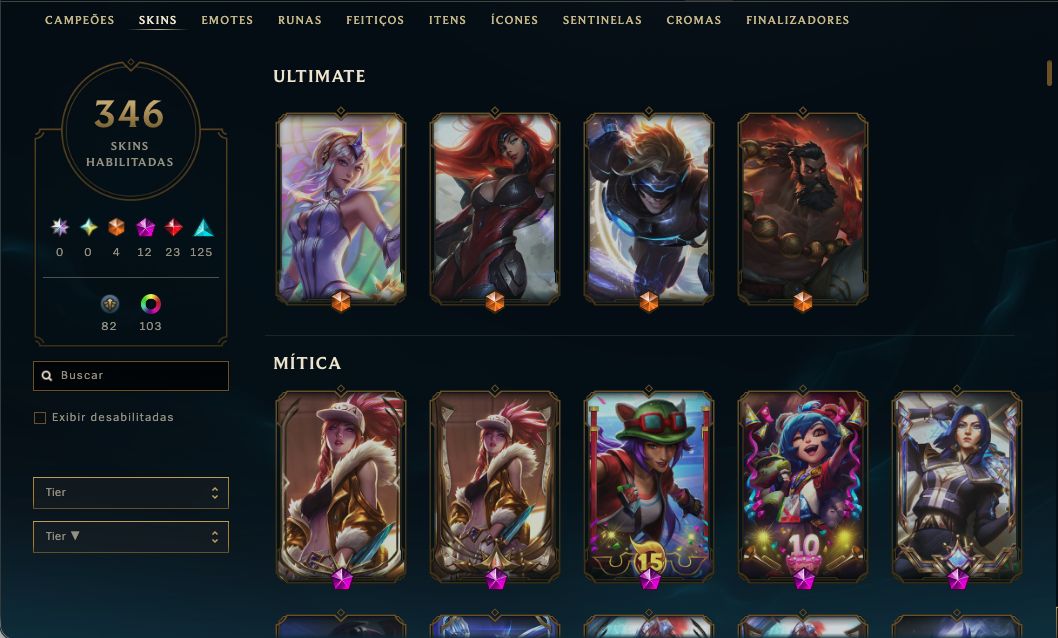 Conta LOL [346 skins] 4 ultimates
