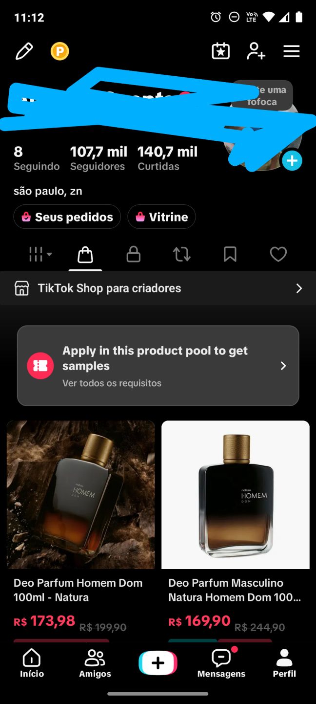 Conta 100K tiktok shop/live