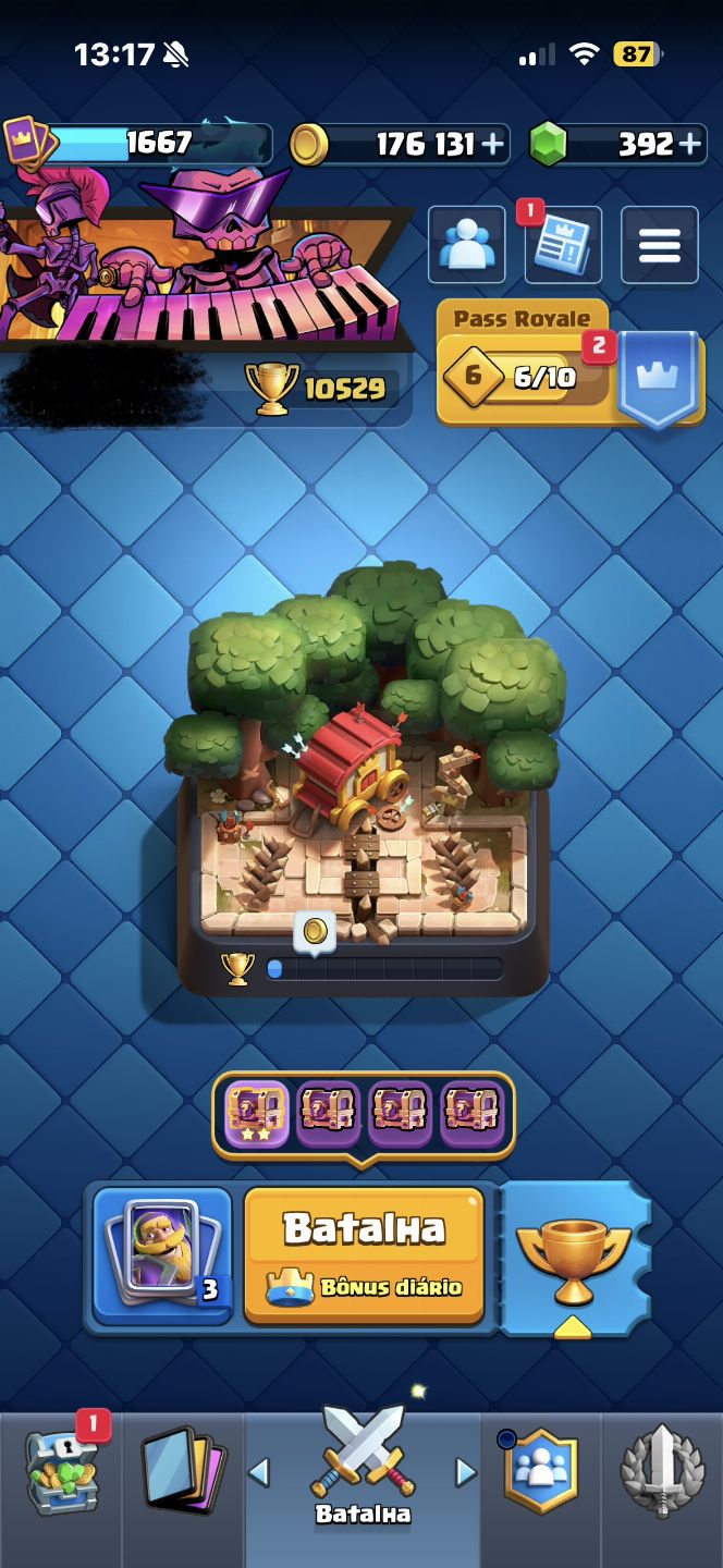 CONTA CLASH ROYALE LEVEL 15 - 10529 TROFEUS - DECK LOGBAIT MAXIMIZADO LEVEL 16