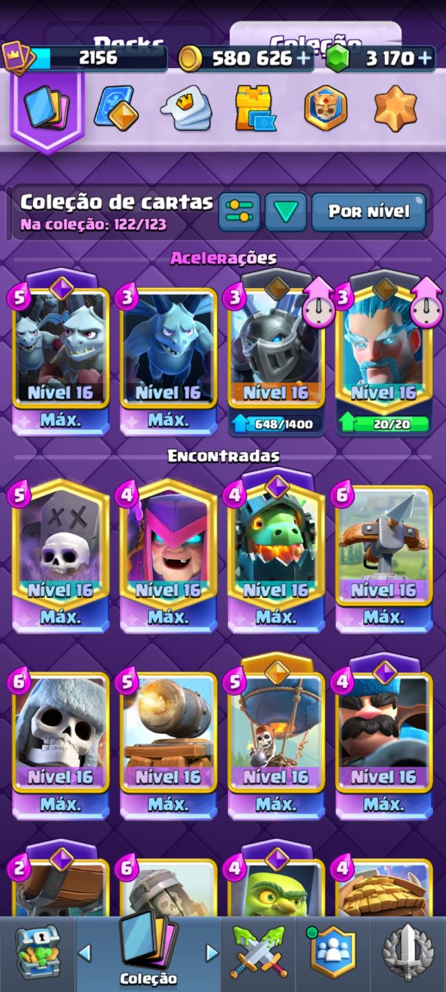 Conta Clash Royale Nível 81 (Rei 16) | 65 Cartas MÁX| 38 Evos | 8 H | 164 Emotes