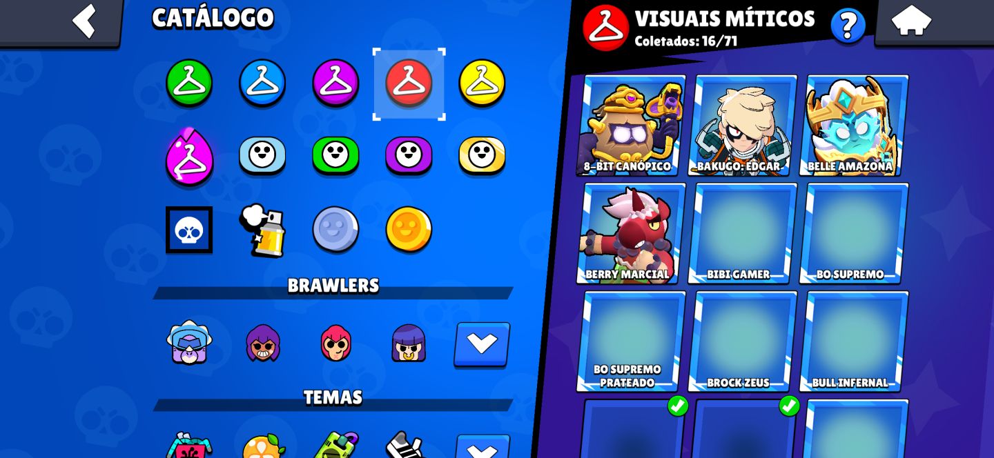 Conta Brawl Stars 60k troféus com 367 skins e com algumas skins raras