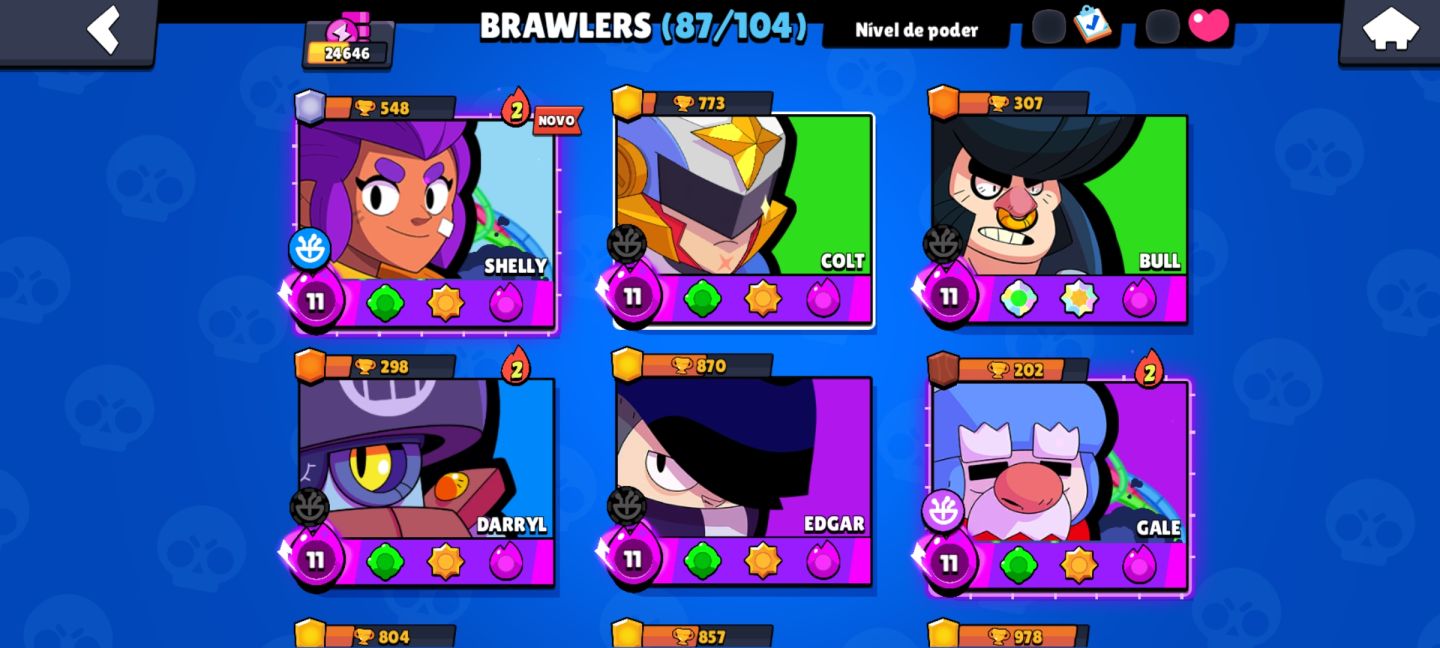 CONTA DE BRAWL STARS TOP bem gemada com várias skins
