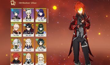 Ar55 Diluc com skin, Raiden c2, Inefa, nefer e mais