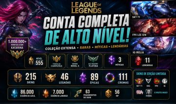 LOL LVL 555 | 215 SKINS | TODOS CAMPEÕES | 1M+ KATARINA | SKT/SSG/TPA/FPX/iG