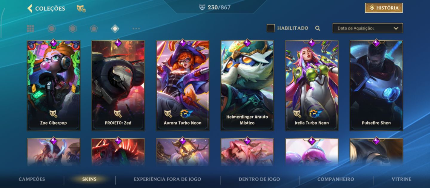 Conta do Wild Rift com skins variadas até 230 skins