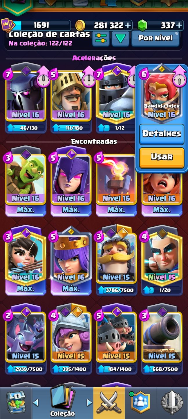 CONTA CLASH ROYALE ANTIGA E MUITO UPADA COM MUITAS CARTAS LVL 16 E COM RANKED