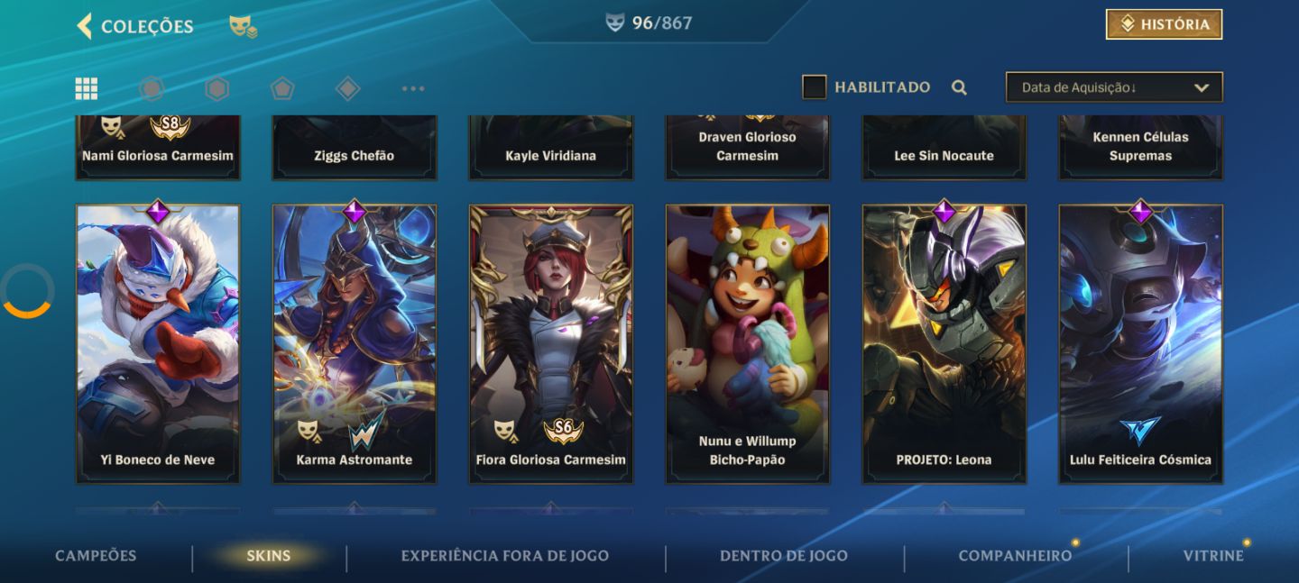 Conta tunada do wild rift Beta, criada por mim