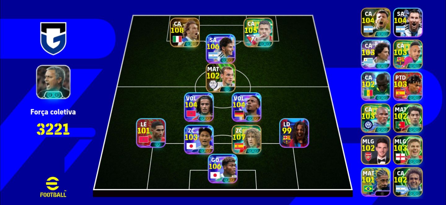 CONTA EFOOTBALL DEL PIERO+BOUADDI+JULIAN ALVAREZ+NMECHA+PUYOL+SUZUKI