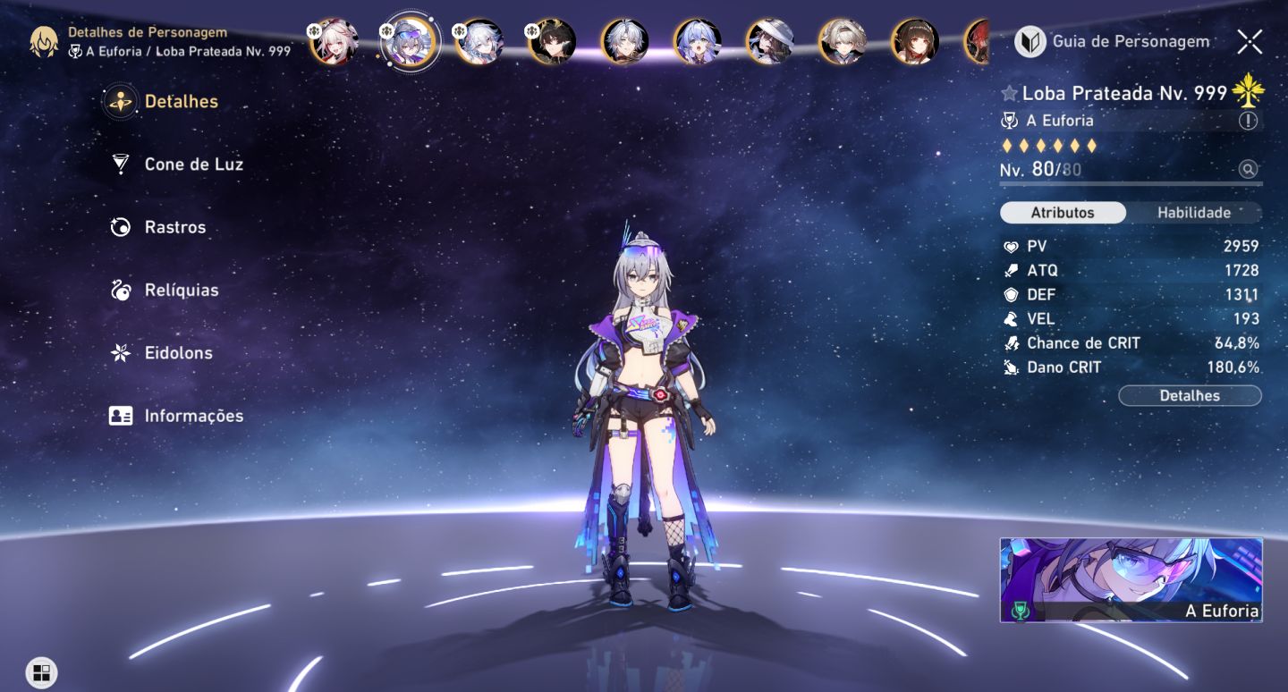 Conta endgame Honkai star rail hsr Time euforia muito forte e muito + eidolons