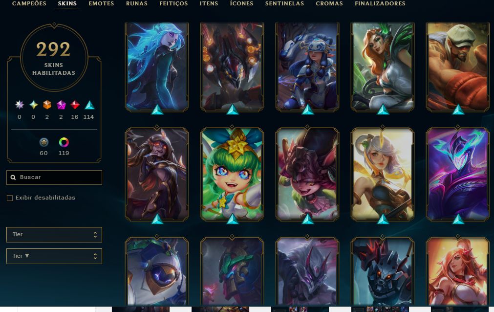 CONTA - CORKI OVNI + KAYLE JUÍZA + VITORIOSAS | 292 SKINS | TODOS OS CAMPEÕES