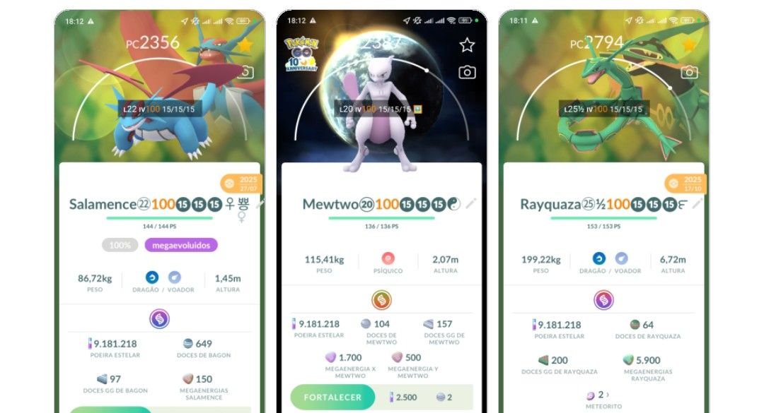 CONTA POKÉMON GO NV 72, 18 LENDÁRIOS SHINYS, 03 RAYQUAZA SHINYS,PIKACHU LIBRE