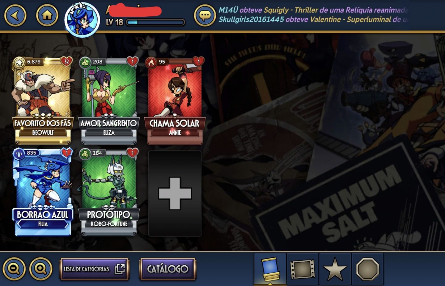CONTA DE SKULLGIRLS EXTREMAMENTE RARA