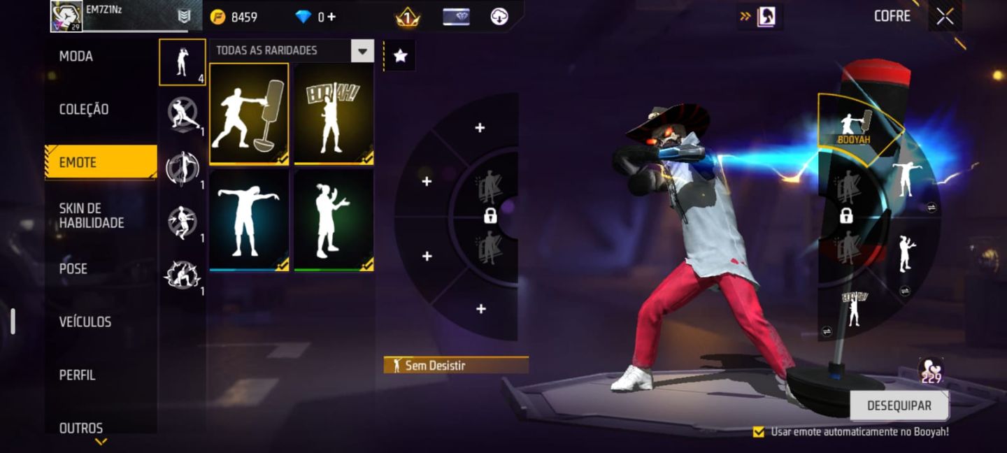 Conta Free Fire Nível 29 - Visual Caveira + Moto + Pet