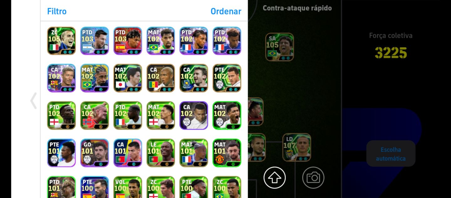 CONTA eFOOTBALL FORÇA 3225 | ELENCO 105+