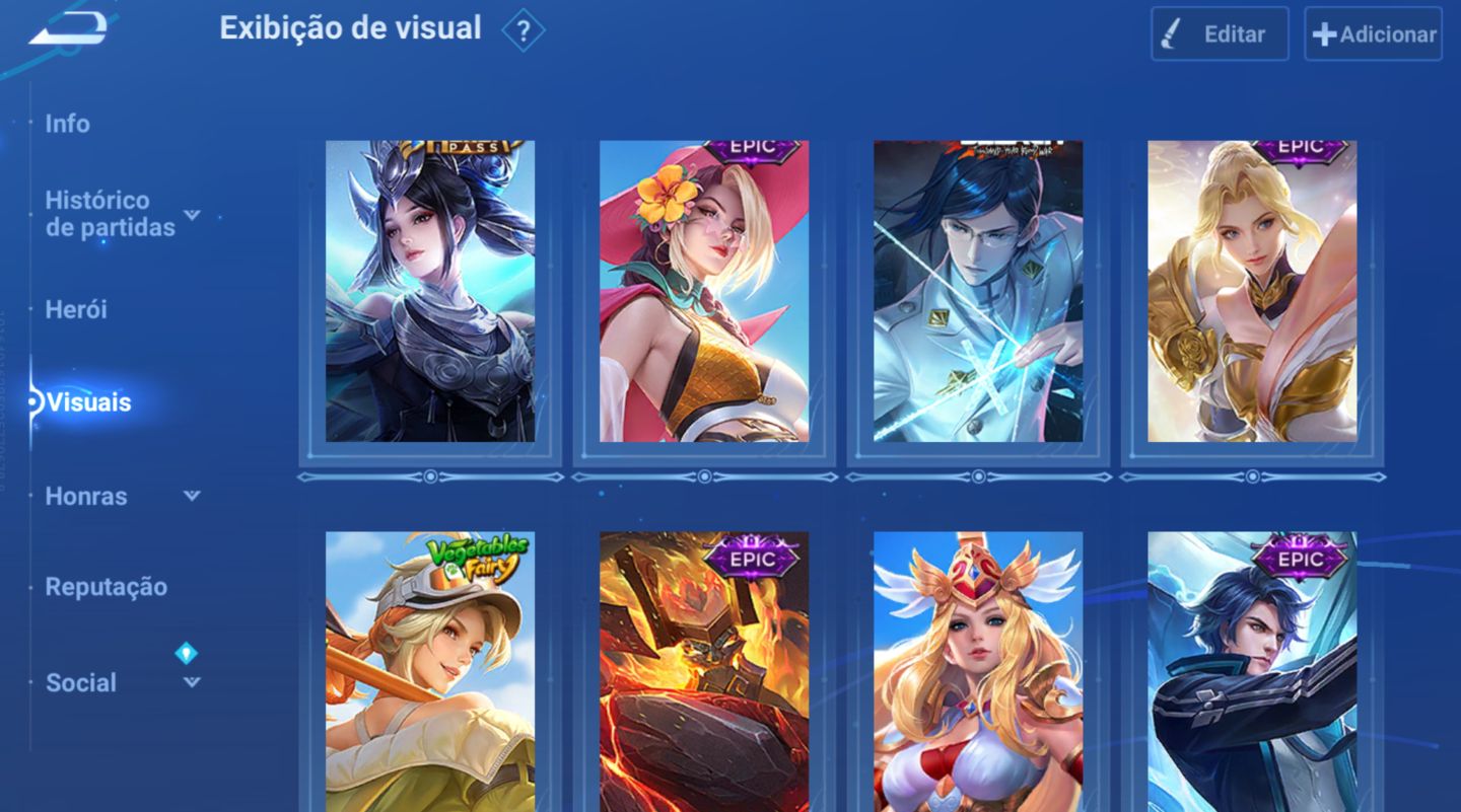 Minha conta honor of kings com skins extremamente raras