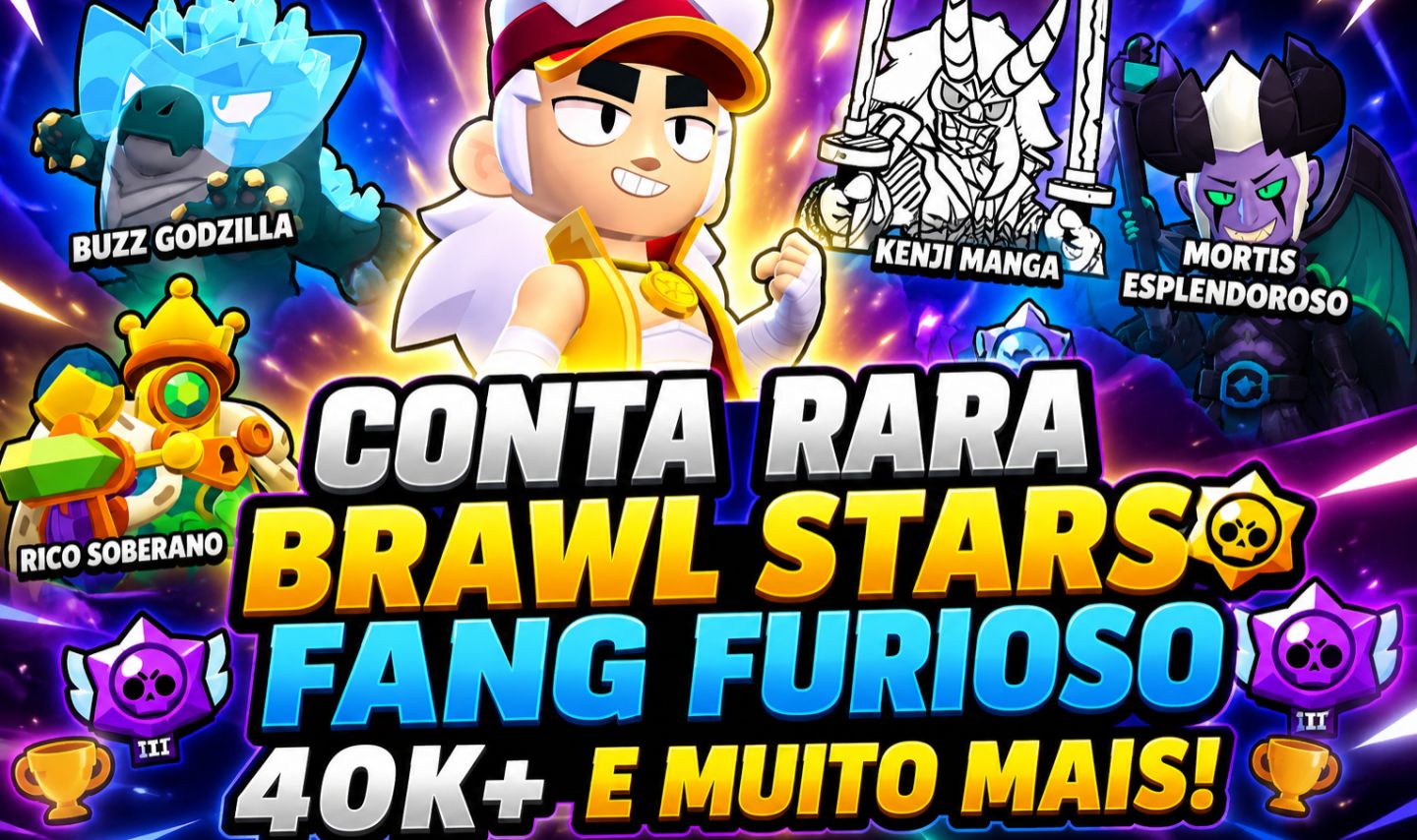 1x Conta Brawl Stars 47k+ Fang furioso e muito mais raridades!