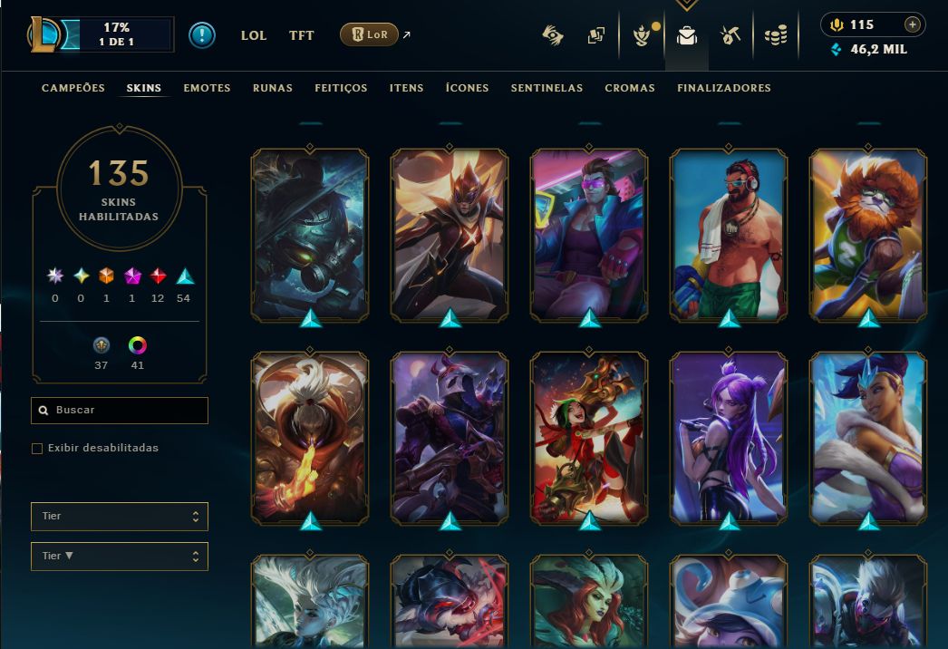 Conta League of Legends 10 anos (135 skins)