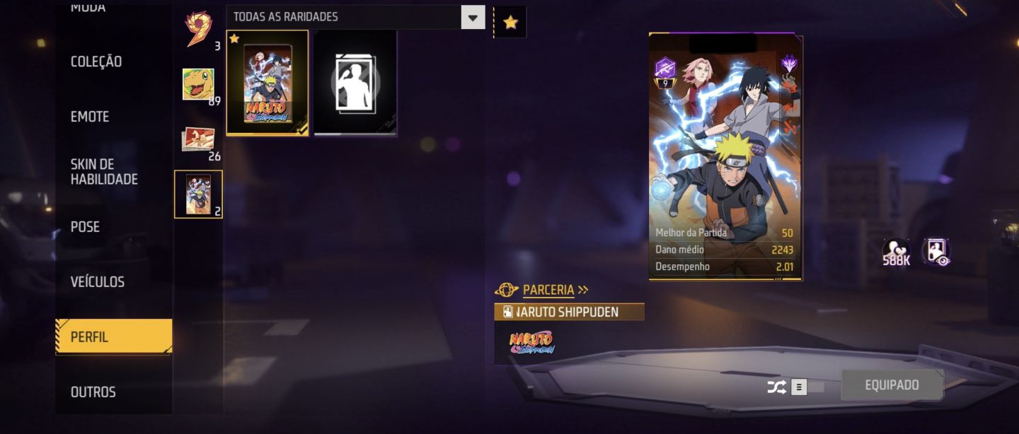 Conta de Free Fire LVL 46 + 158 Gemas