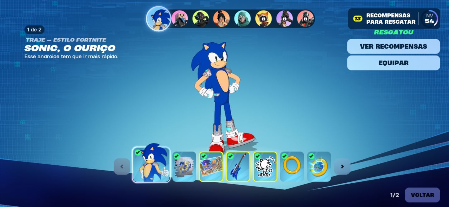 Conta no Fortnite com passe do sonic!