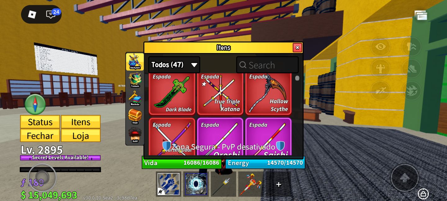 Conta de Blox Fruits com Yoru, CDK, Draco V4, Shark V4 e muito mais