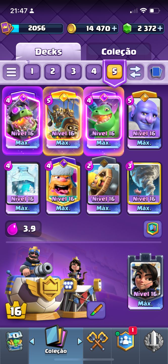 CONTA COM 61 CARTAS LVL 16 CLASH ROYALE