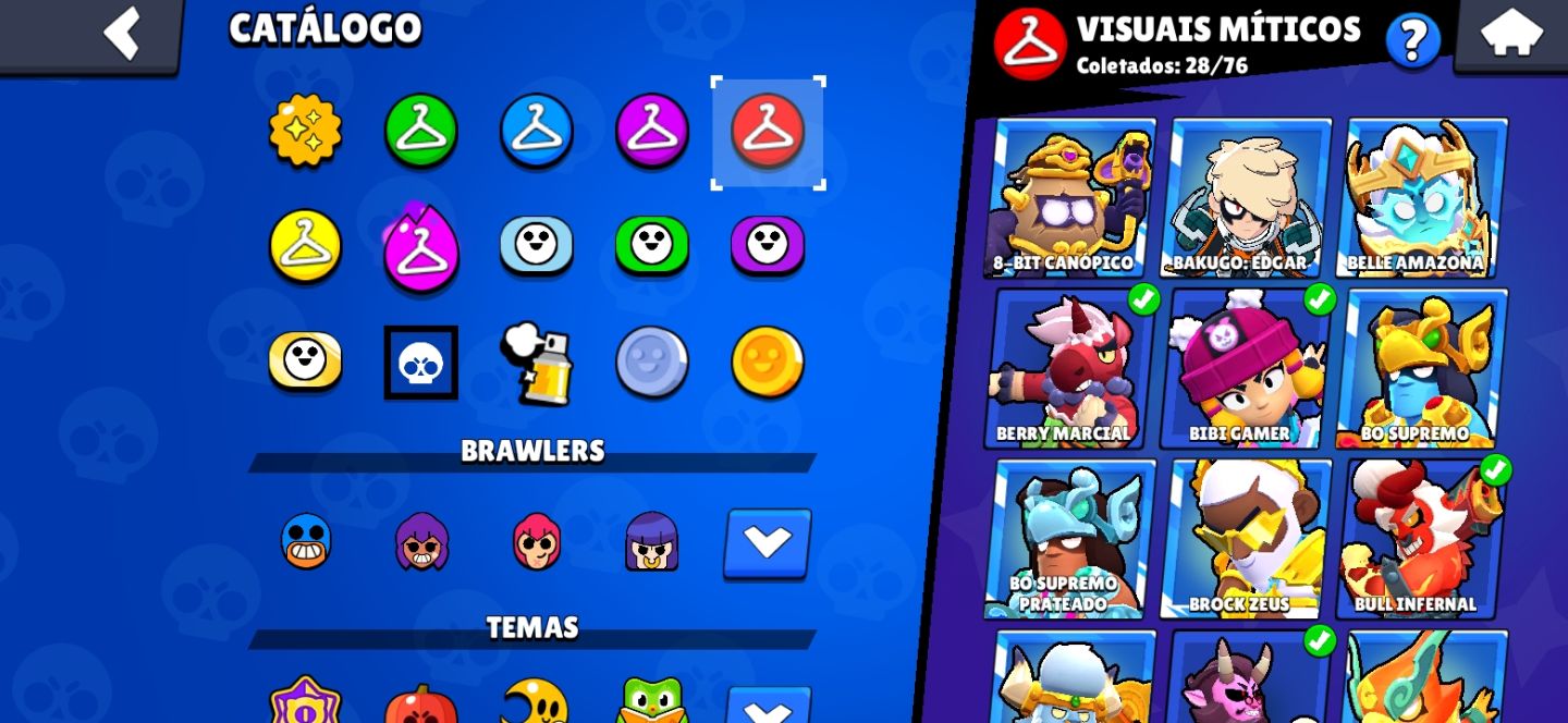 Conta Brawl Stars, 80+ Brawlers Maximados, 550+skins, 6 chaves de recurso