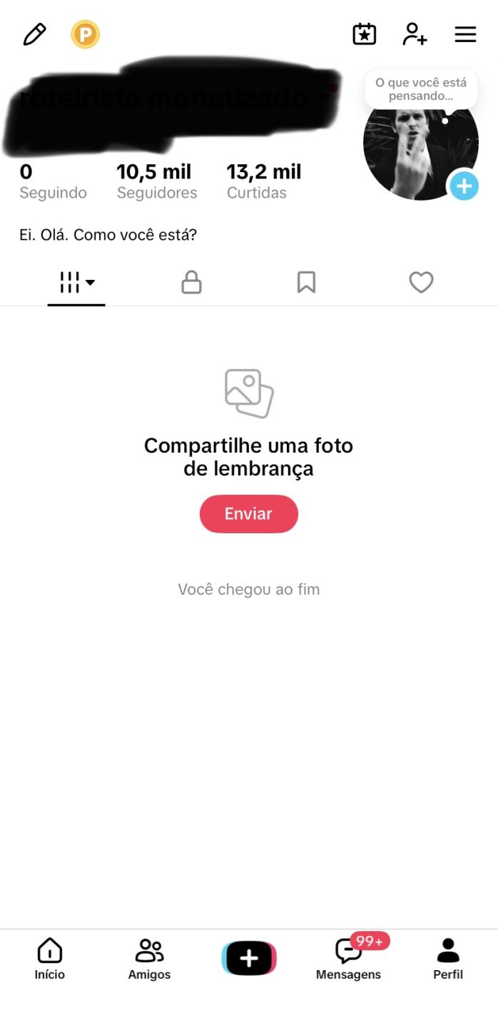 Conta de TikTok 10,5k de seguidores com live