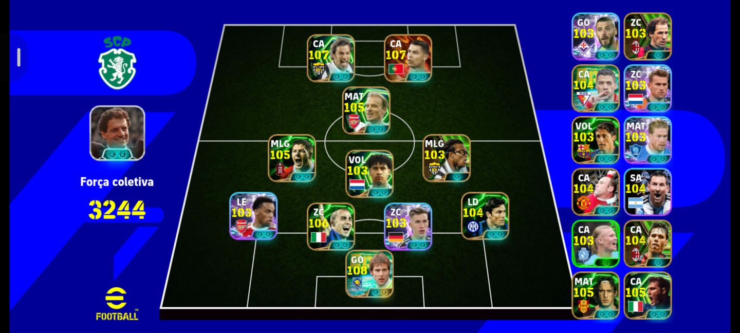 CONTA ABSURDA DE EFOOTBALL COM CR7 107 DEL PIERO 107 E PETER CECH 108