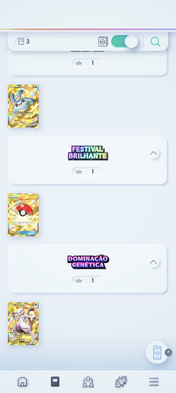 CONTA POKÉMON TCG POCKET DE COLECIONADOR - LOSANGO E 1 ESTRELA COMPLETOS