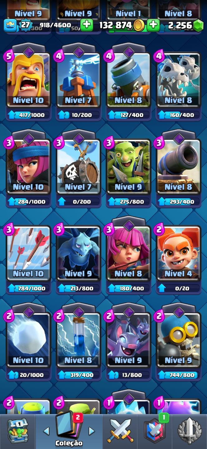 CONTA Clash royale arena 14 + 150k gold + 2k gema, torre nível 10
