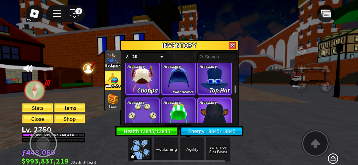 CONTA BLOX FRUIT LVL MAX - SANGUIN ART+CDK+TTK+SG