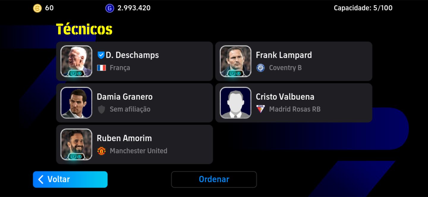 Conta top de efootball mobile com Adriano, Zola e Vini Jr.