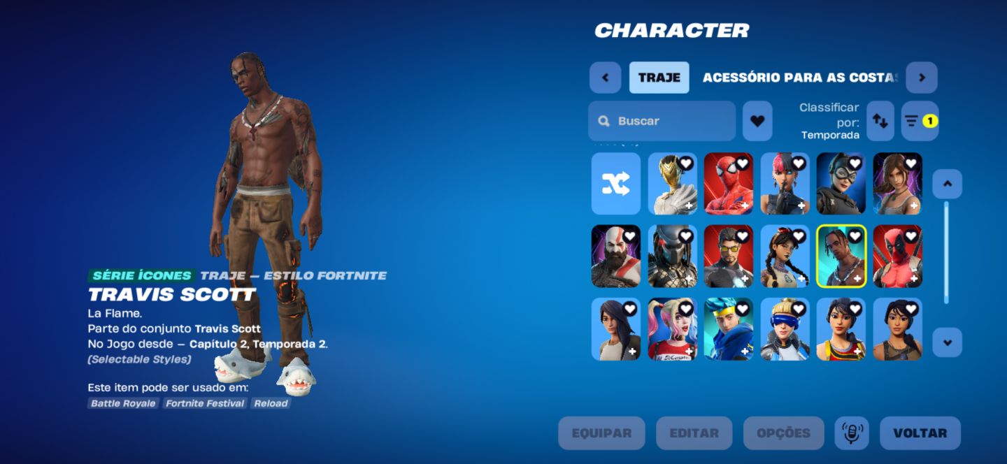 Conta fortnite (SKINS EXCLUSIVAS) Travis scott, kratos e gold Midas