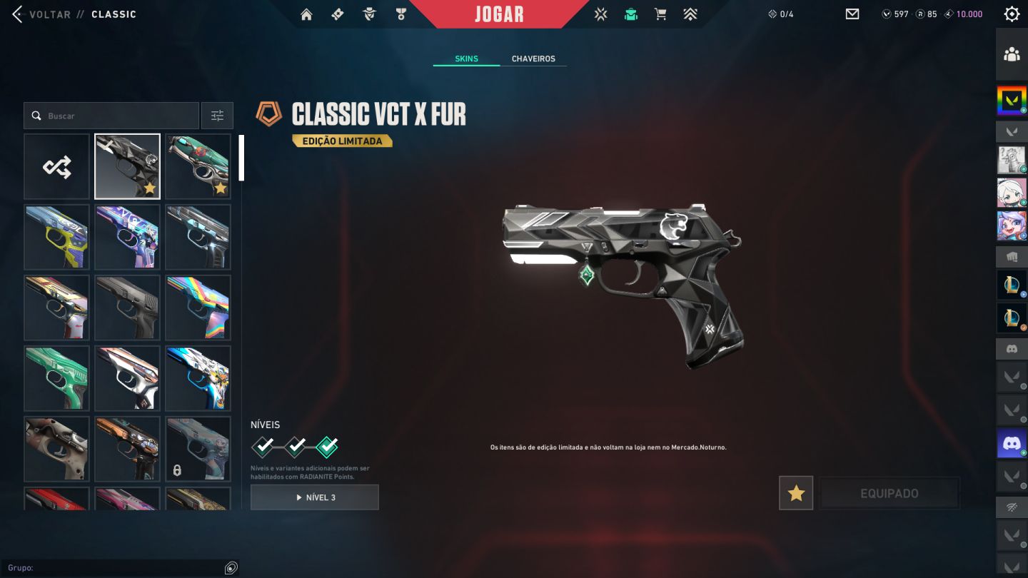 Conta de Valorant, skins de pacote e passe de batalha - 3.800 reais Gastos.