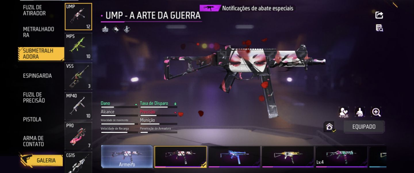 CONTA DE FREE FIRE MUITO GEMADA UMP E XM8 2 VELOCIDADE