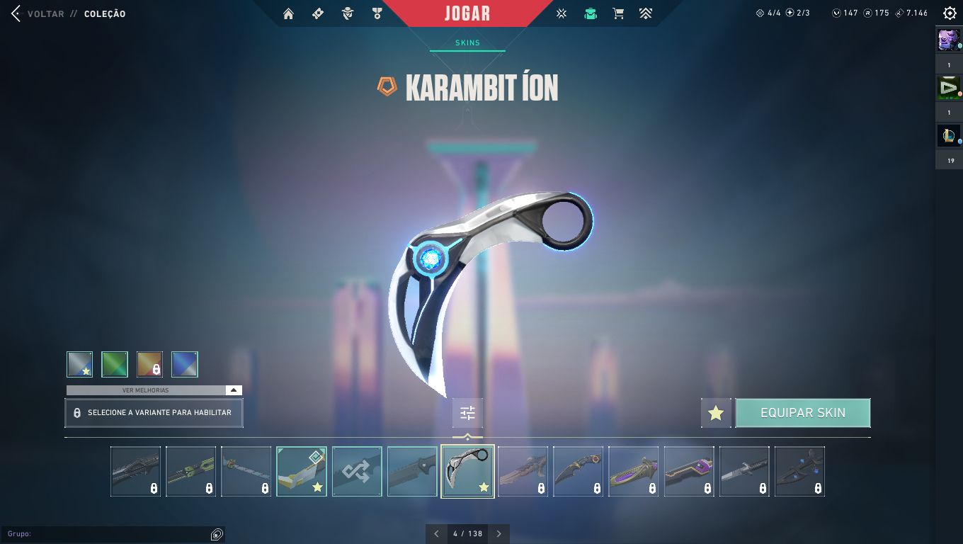 CONTA VALORANT C/ KARAMBITS ÍON E SUBLIME, SHERIFF FLORETÉREA E +