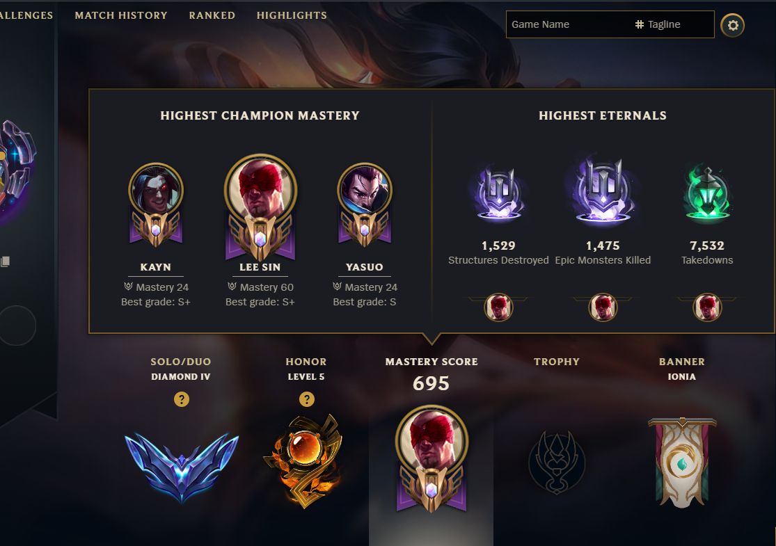 Conta LoL Diamante | 311 Skins | 63 Legado | Nível 422 | +Valorant e TFT