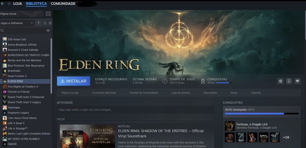 CONTA STEAM - TÍTULOS DE PESO (Elden Ring, RDR2, R4 Remake e +)
