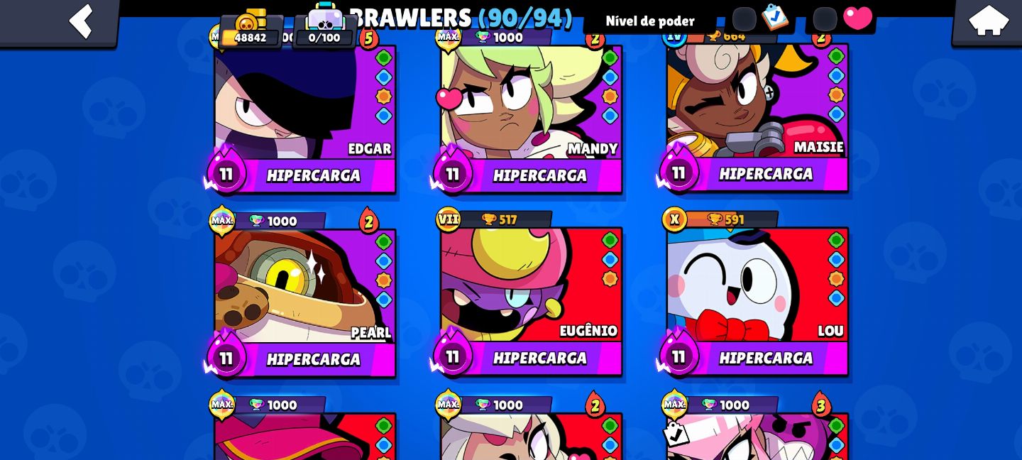 BRAWLS STARS CONTA GEMADA |CHESTER DOURADO|48K DE TROFEUS|PASSE DO FANG