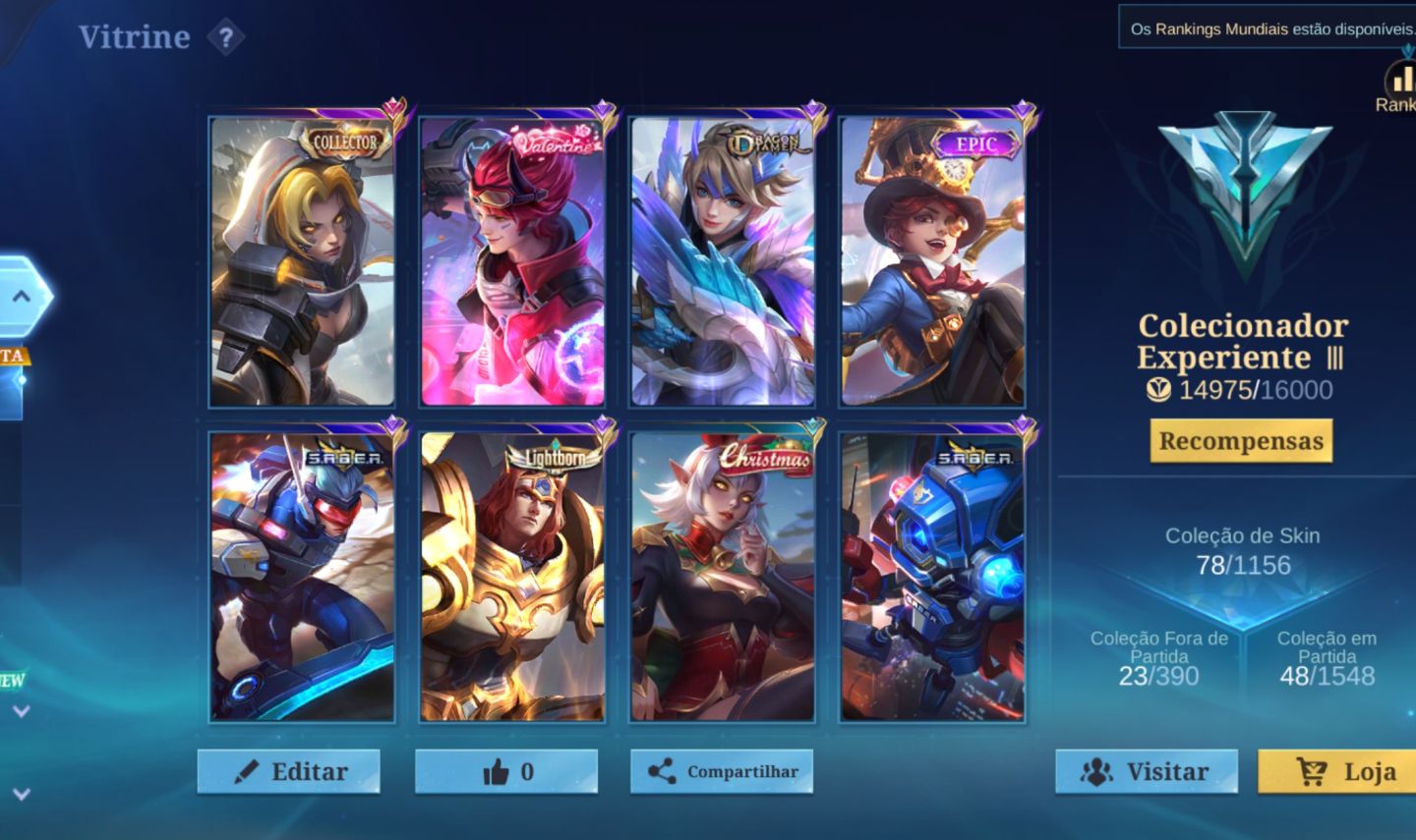 CONTA MLBB FA | 78 SKINS | NATALIA COLLECTOR | TIGREAL LIGHTBORN | 63 HERÓIS